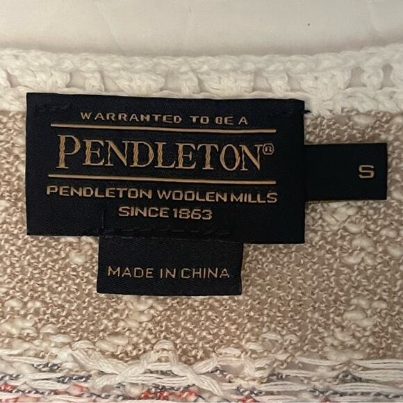 Pendleton Cream & Tan Pastel Crocheted Cottage Sweater Cardigan NWOT Size S - Picture 9 of 12